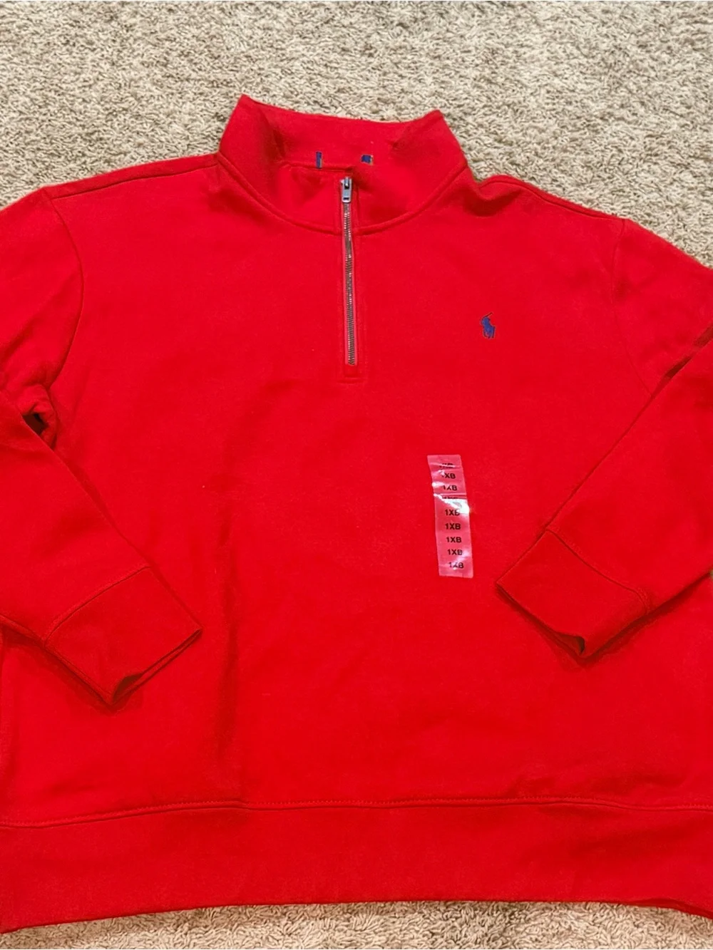 Polo Ralph Lauren 1/4 Zip Sweatshirt Mens 1XB Cotton Blue Pony NWOT